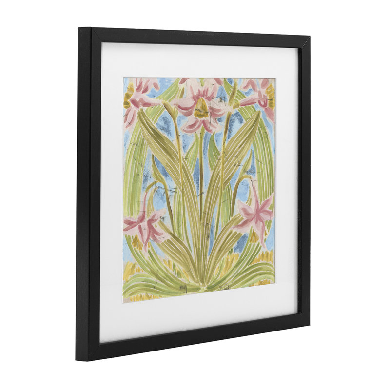 «Botanical Palau Tiles», reproduction sous verre encadrée, design par June Erica Vess, H 16 po x l 16 po, Cadre noir minuit
