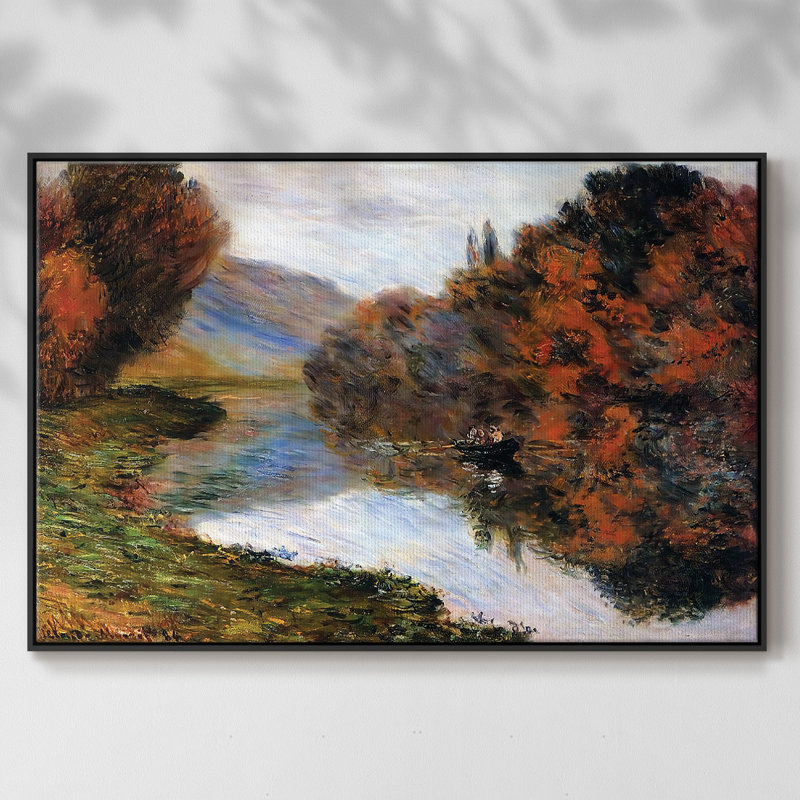 Chaloupe sur la seine à Jeufosse, 1884, H 41 po x l 27 po x P 2 po, Toile encadrée noire