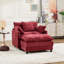 Fauteuil d'appoint moderne avec repose-pieds, revêtu de chenille rouge bourgogne, idéal pour la lecture au salon ou dans la chambre.