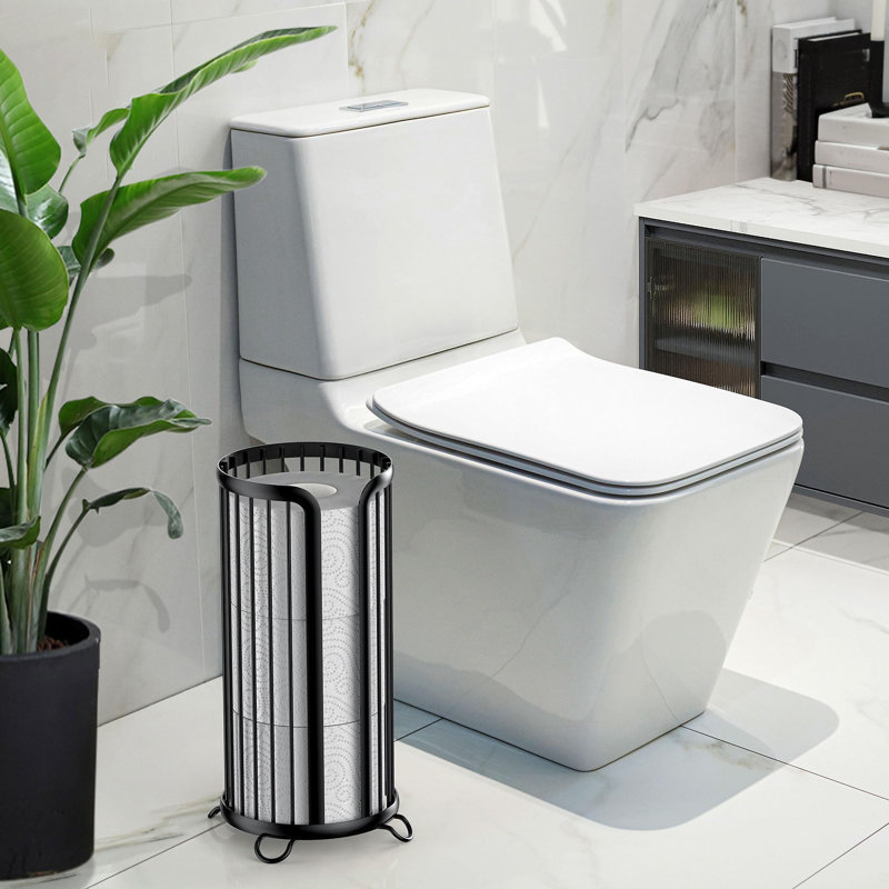 Porte-papier hygiénique, organisateur de papier hygiénique sur pied, solution de rangement minimaliste, noir Mega Rolls-Modern