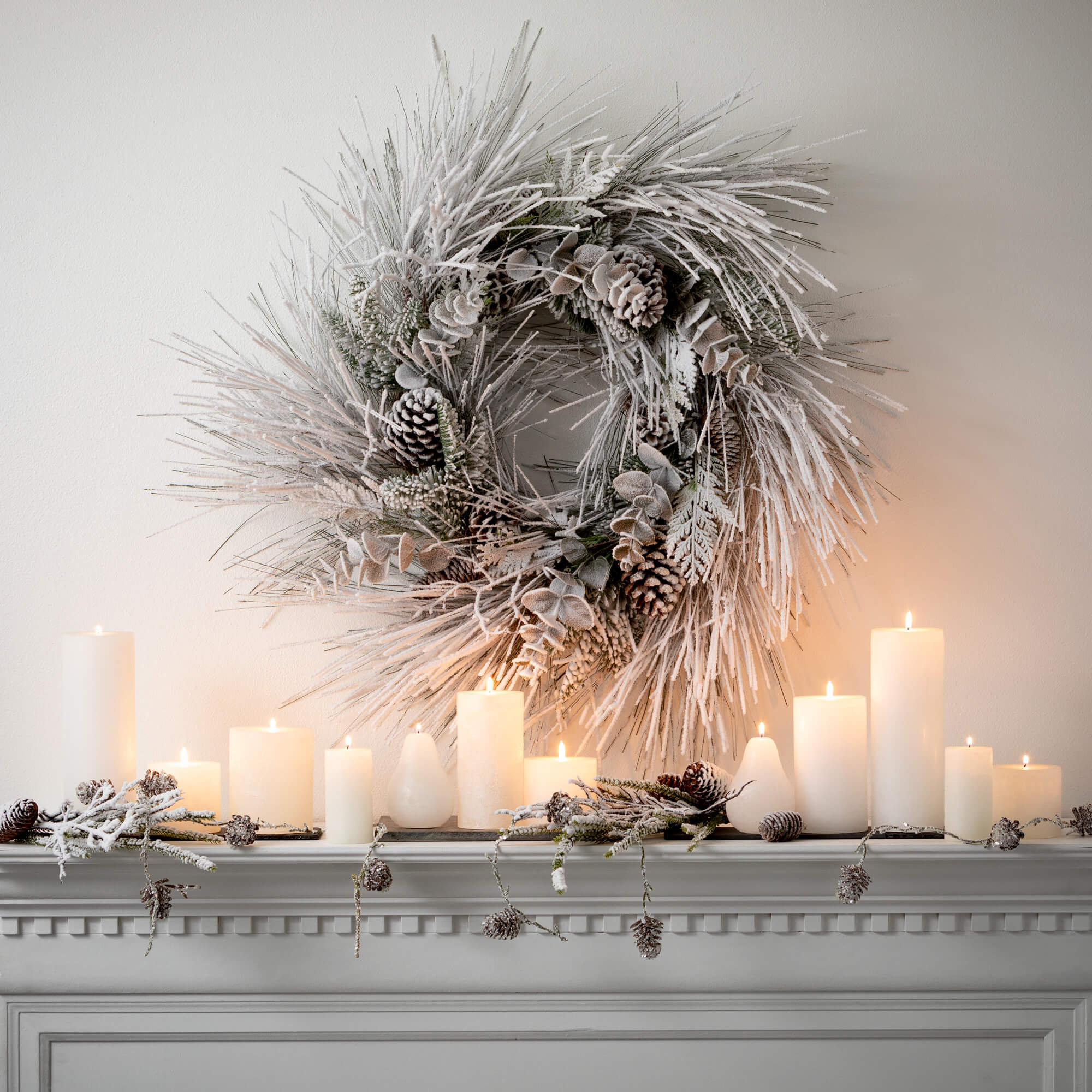 36" Artificial Heavy Flocked Christmas Wreath, Green