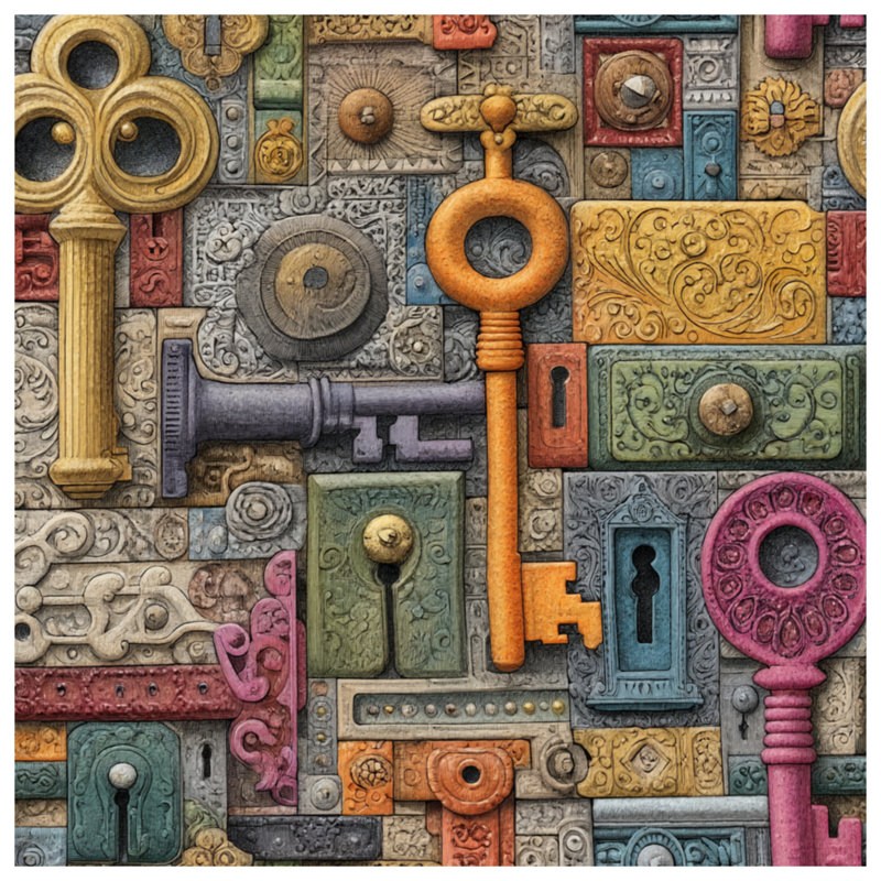 Tapisserie murale Keys - Objets décoratifs muraux, 68in H x80in W with 4 Grommets