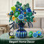 Ensemble de construction botanique de paon avec vase, 1309 PCS bricolage arrangement floral, plante artificielle cadeau de décoration pour elle