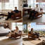 Fauteuil d'appoint Mid-Century moderne, fauteuil en bois massif en forme de U pour le salon, fauteuil de lecture rembourré avec assise rembourrée confortable
