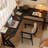 Household corner L-shaped solid wood black study desk and writing desk-1471131471-1471131468