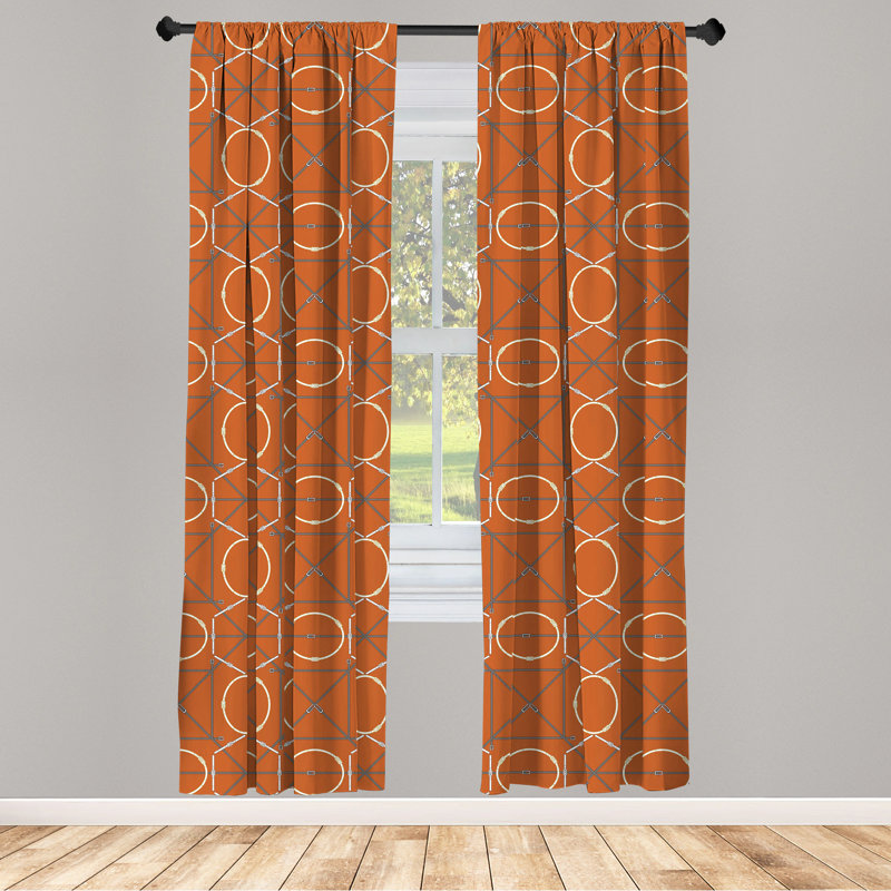 Abstract Semi-Sheer Rod Pocket Curtain Panels, 28" x 95"