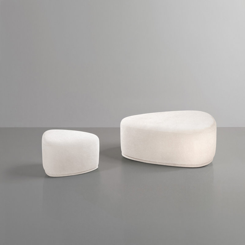 43.6cm Wide Triangle Solid Colour Footstool Ottoman, Light Sand