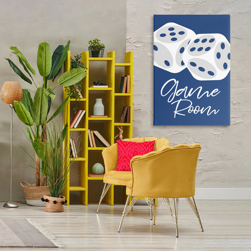 «Game Room with Dice», art mural sur toile par Martina Pavlova, H 45 po x l 30 po