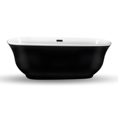 Baignoire de trempage autoportante en acrylique 67 "avec drain et plateau en bambou 67" Streamline