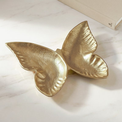 Plateau décoratif en aluminium en forme de papillon Mariposa (doré)