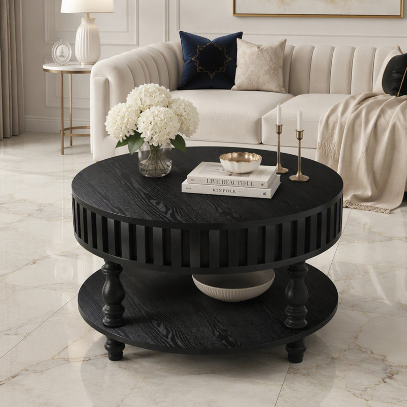Table basse avec couvercle rabattable, Noir