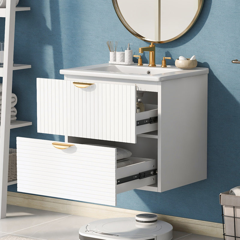 Meuble-lavabo mural moderne à 2 tiroirs