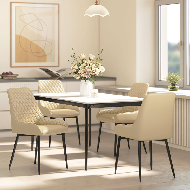 Ensemble de 4 chaises de salle à manger en cuir PU avec pieds en acier