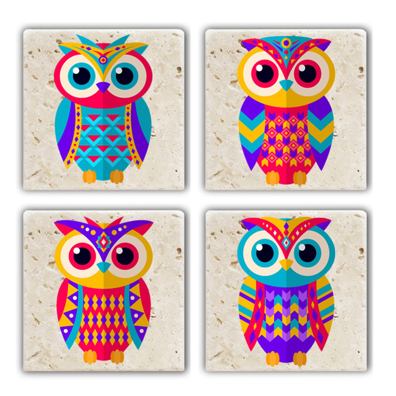 Stoneware Square 4 Piece Coaster Set