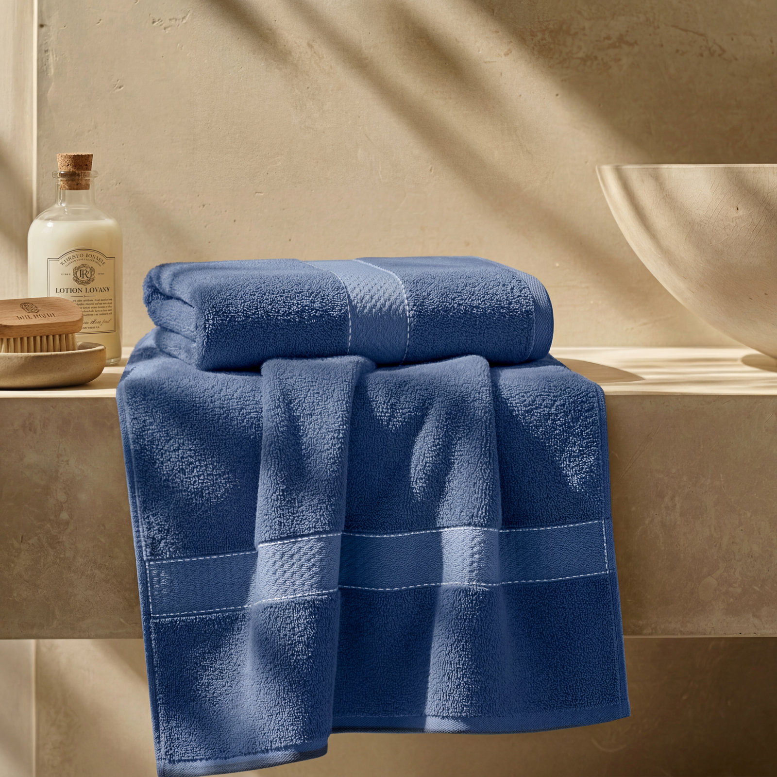 Niles Giza Cotton Bath Towel Set, Navy Blue