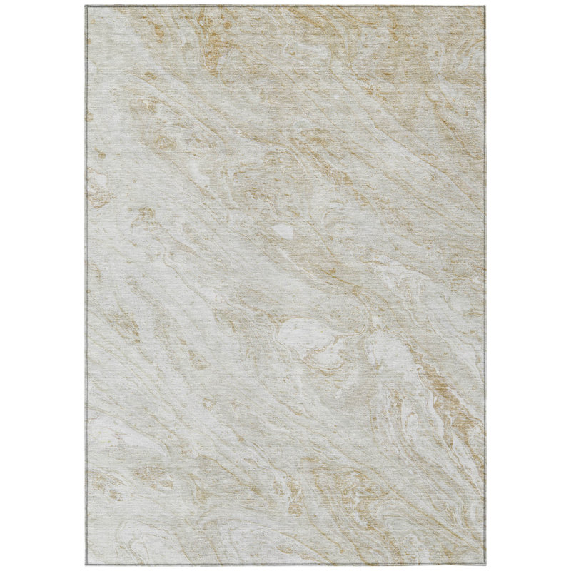 Tapis extérieur lavable abstrait 10 pi x 14 pi beige