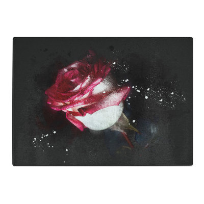 Tempered Glass Pink Rose Chopping Board