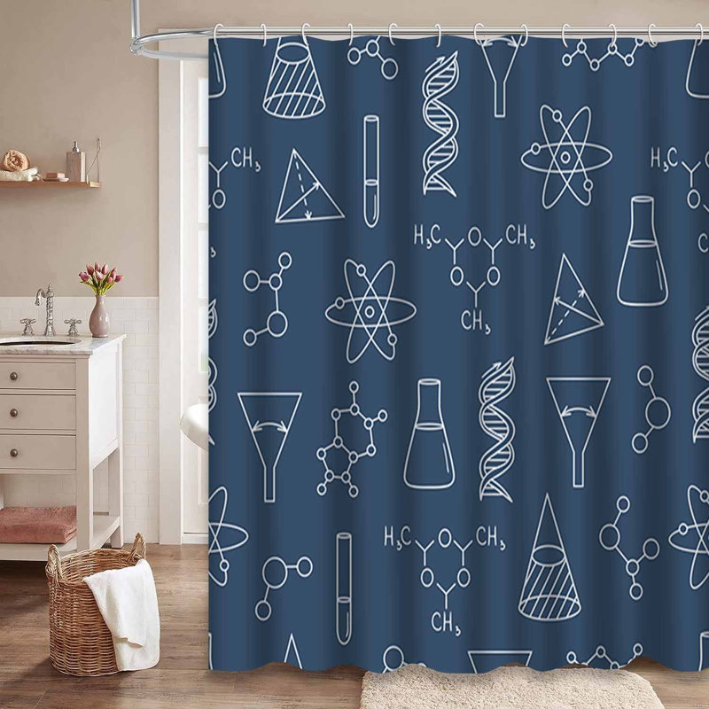 Rideau de douche à 12 crochets Science Doodle, L 72 po x l 84 po