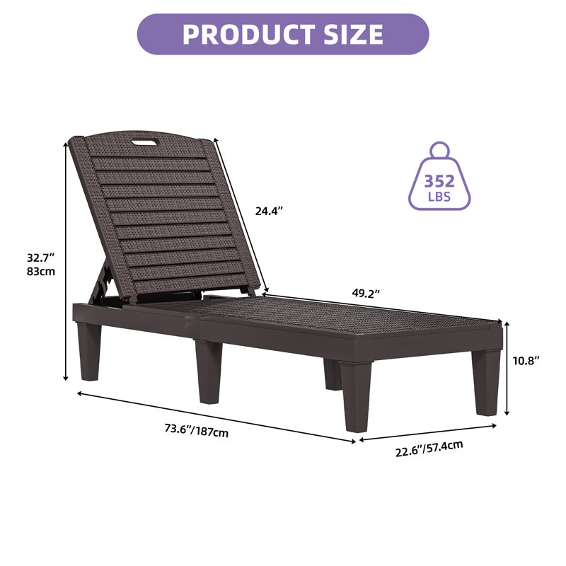 Outdoor Resin Chaise Lounge (Set Of 2), Brown