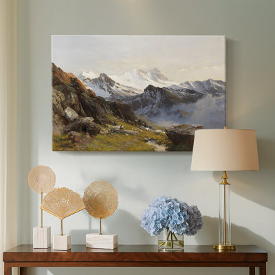 Edward Theodore Compton "Alpine Landscape with Sheep" - Museum Quality Gallery Wrapped Canvas Wall Art
