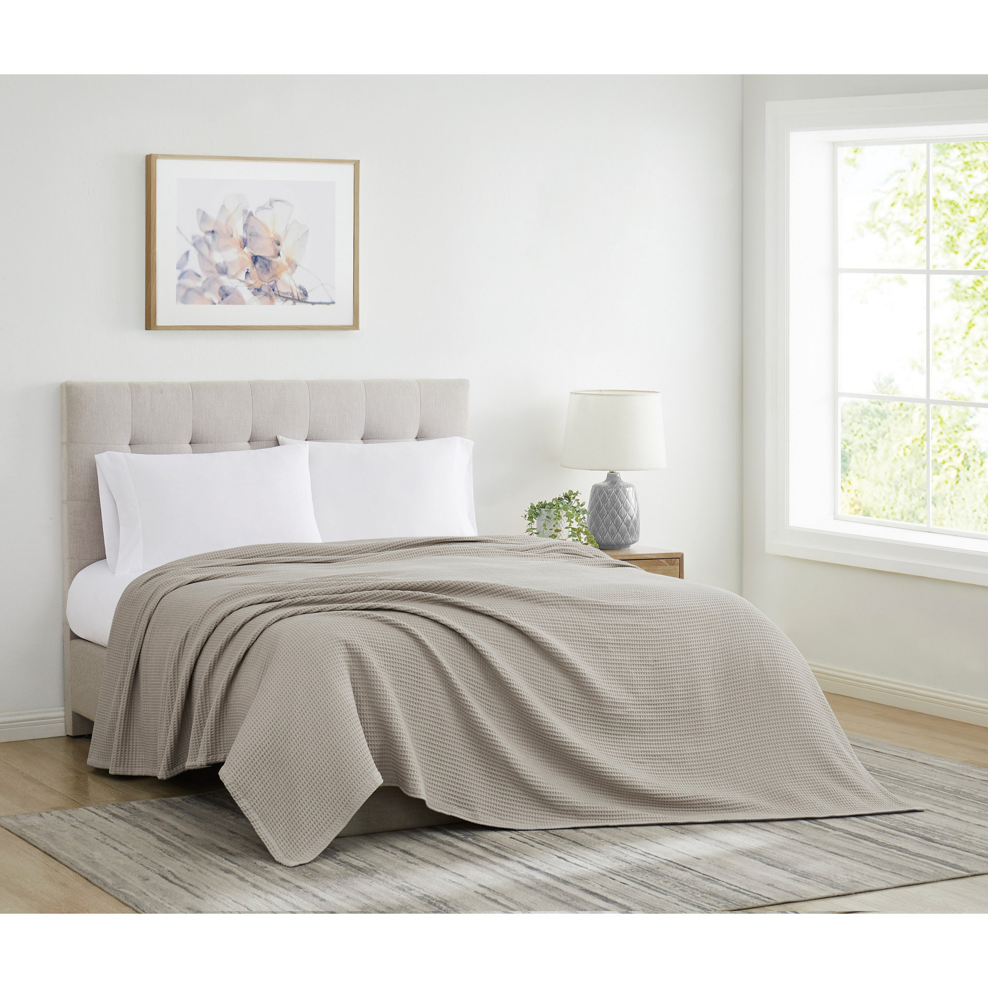 Cotton Throw Blanket, Twin, Khaki