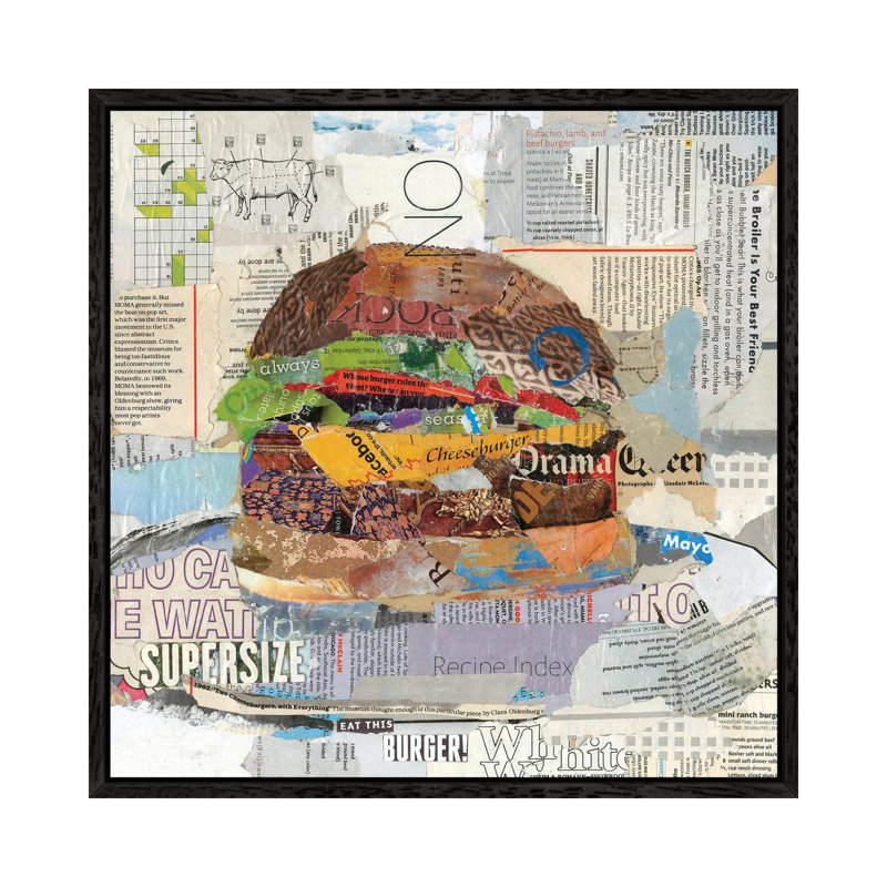 Eat This Burger by Jamie Pavlich-Walker - Print on Canvas, Black Framed, 93.98cm H x 93.98cm W x 3.81cm D