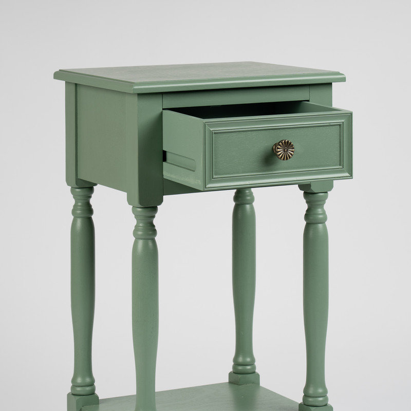 Solid Wood End Table, Green
