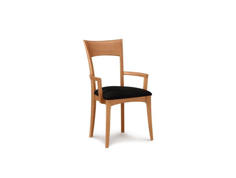 Sarah Solid Wood Top Four Leg Dining Set, Smoke Cherry, Ebony Leather
