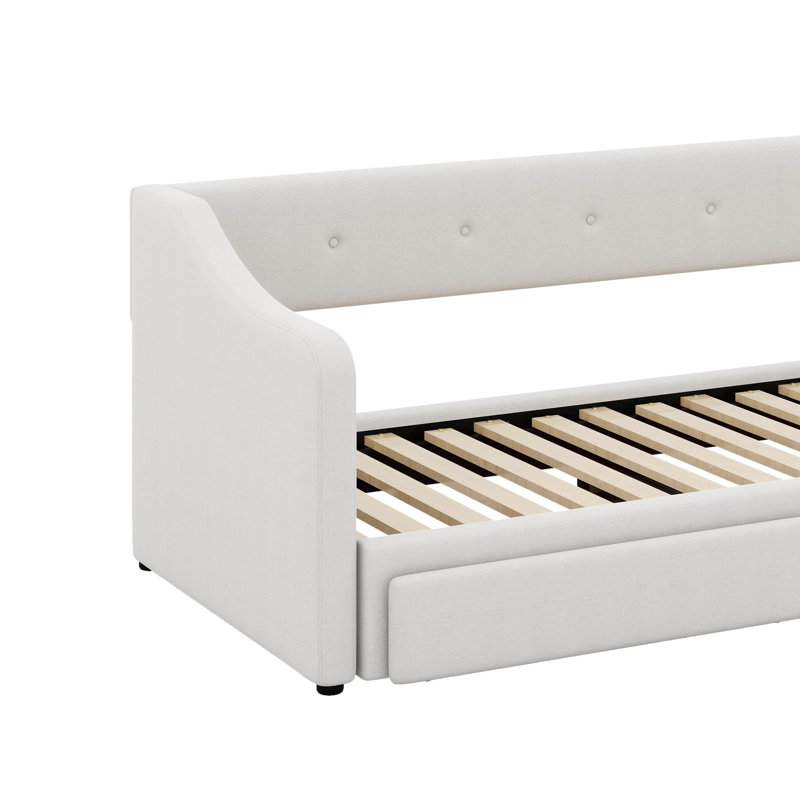 Lit de jour rembourré simple TG avec très grand lit avec tiroirs, Beige