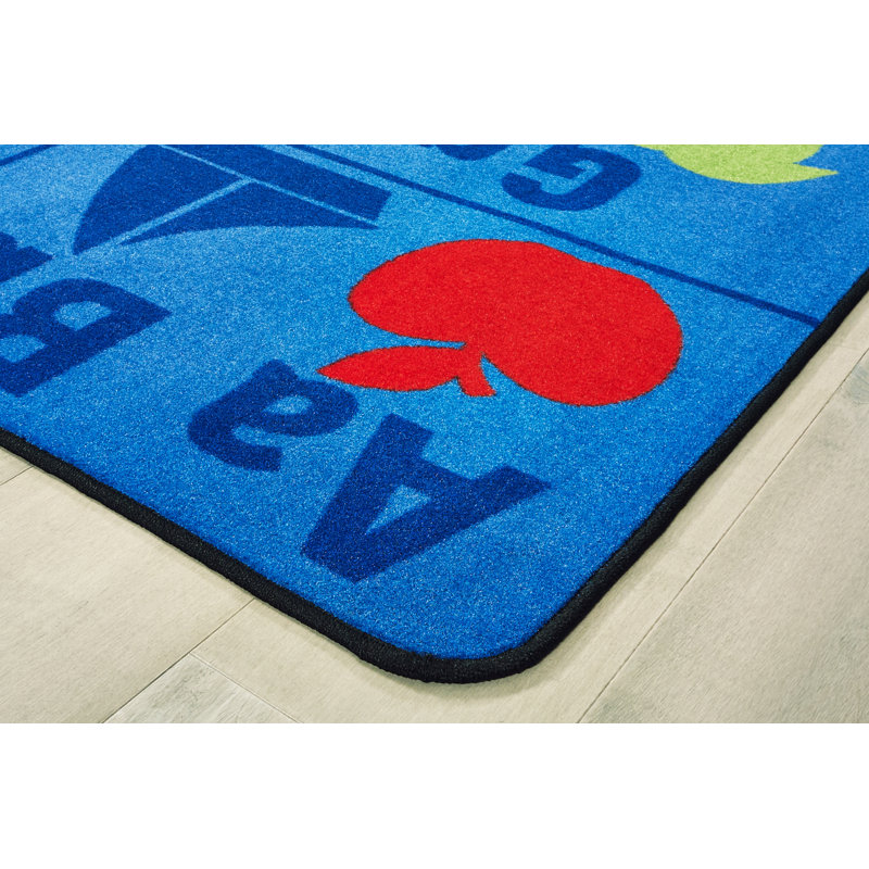 Blue 6' x 9' Tufted Synthetic Kids Rectangular Rug
