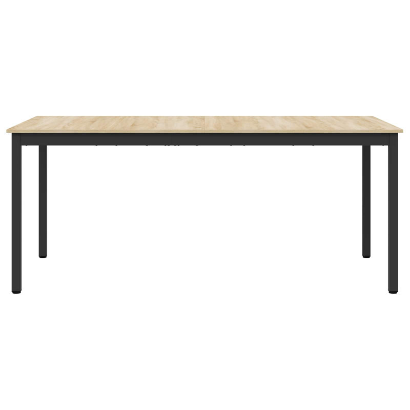 Metal Base Dining Table, Oak, 75cmH x 180cmL x 90cmW