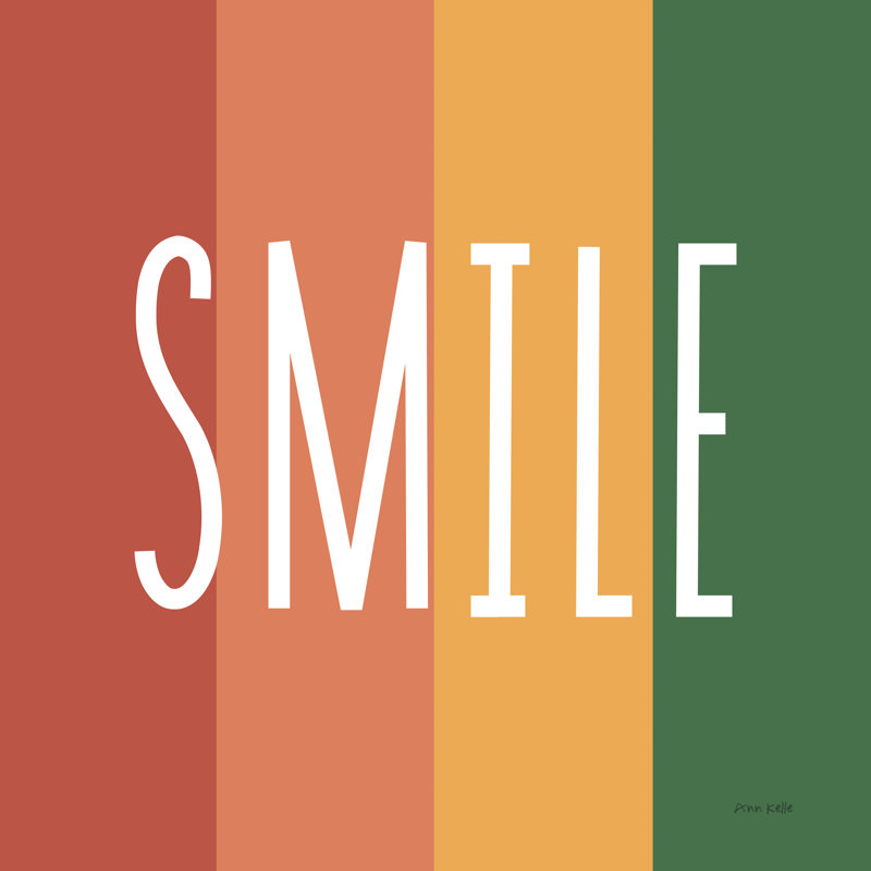 «Smile Rainbow Retro» par Ann Kelle, reproduction sur toile tendue, H 30 po x l 30 po, Non, Cadre photo noyer