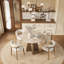 Ensemble de salle à manger rond Amberly 5 pièces, style moderne du milieu du siècle, avec chaises rembourrées couleur crème, idéal pour la cuisine, la salle à manger ou le coin repas.-794637460-794637464-794637467
