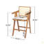Tabouret de bar à dossier en plastique tissé de 27 po de hauteur - siège en tissu rembourré de mousse et structure en bois d'hévéa durable-1782655401