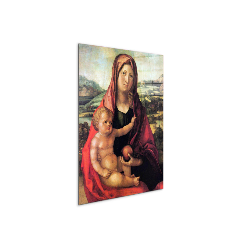 Mary with child against a landscape By Albrecht Dürer 80cm H X 60cm W CrystalArt Material Acrylic Glass Effect, Frameless Panel Lightweight Ready to Hang