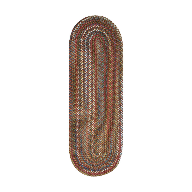 Tapis géométrique tressé à la main Orval, Tapis de couloir 2 pi x 8 pi, Rouge