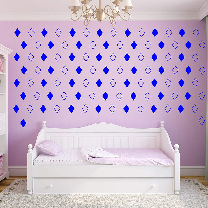 Adhésif décoratif losanges, H 6 po x l 3,75 po x P 0,7 po, Bleu