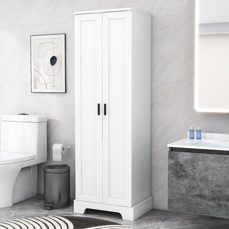 Winshell Freestanding Bathroom Cabinet with Adjustable Shelves, White