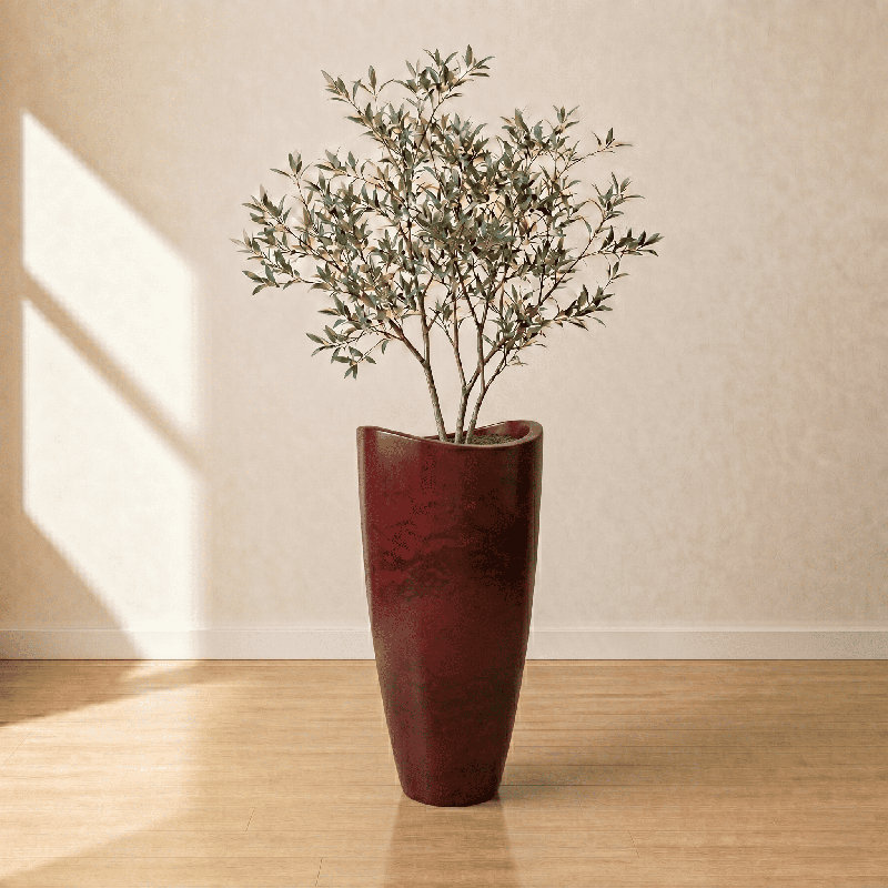 Pot à fleurs rond Vinisha ECOBO EcoFriendly, H 31,5 po x l 15,7 po x P 15,7 po, Rouge