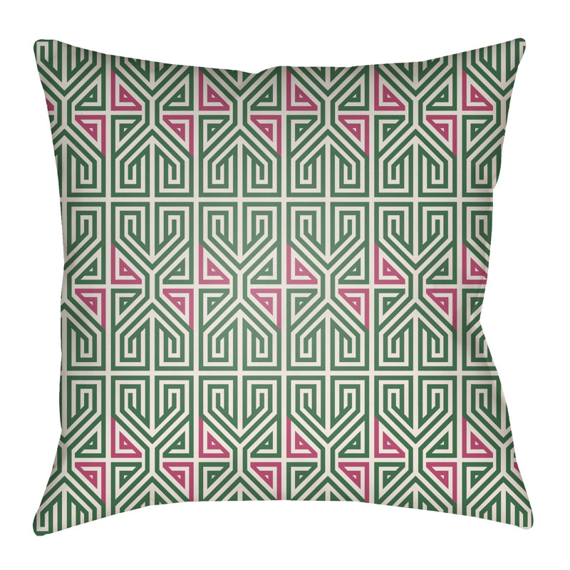  Housse de coussin d'extérieur, 26 po x 26 po, Vert trèfle/rose vif