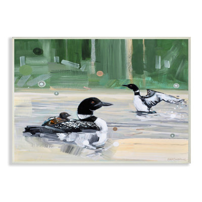 « abstract étang canards green yellow animal », reproduction d’art