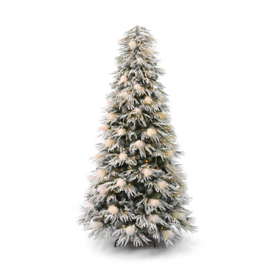 Flocked Realistic Pine and Pampas Christmas Tree 550 Warm White LED Lights - Includes a Storage Bag & Remote Control