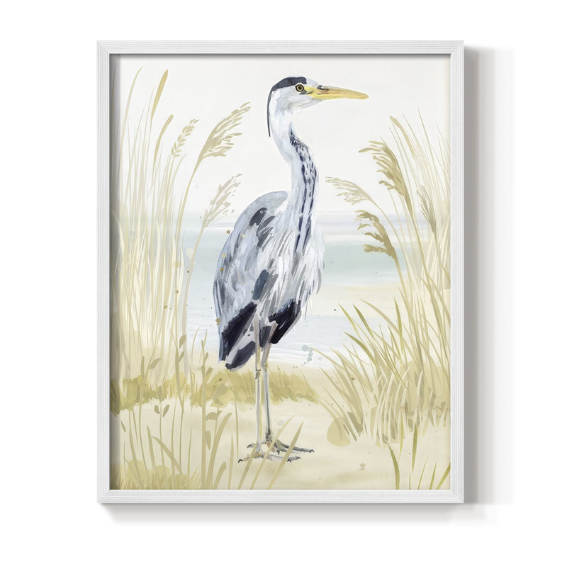 Heron on the Coast I, reproduction encadrée - bois massif, H 15 po x l 12 po, Blanc