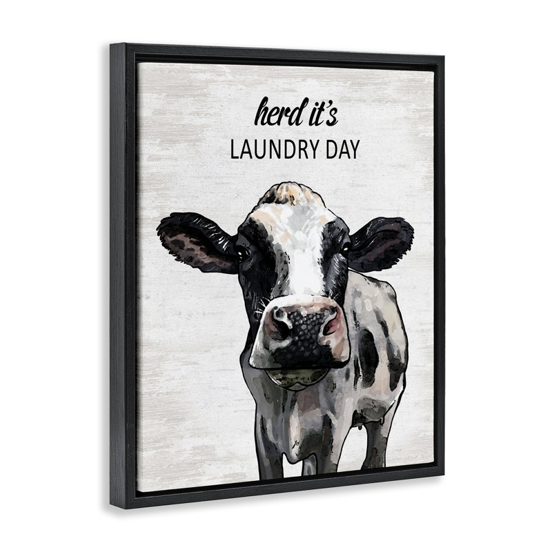 Cadre flottant Herd It's Laundry Day, H 31 po x l 25 po, Cadre flottant noir de jais