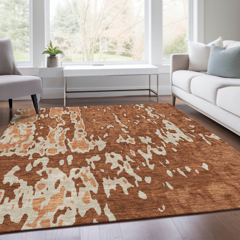 Premium Machine Washable Prisco Paprika Rug, Rectangle 8' x 10'