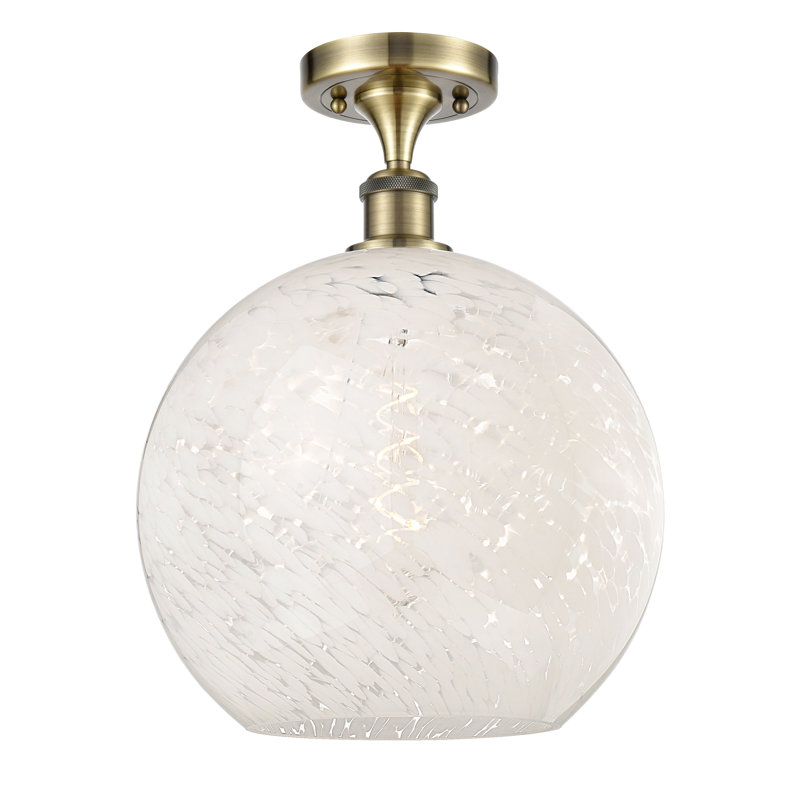 Ballston - Adreann - 1 Light Semi-Flush Mount, 14.75" H x 12" W x 12" D, Antique Brass
