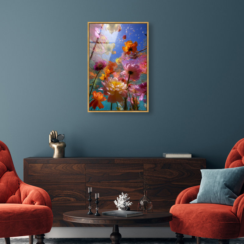Liquid Bloom II Print, 46"H x 31"W, Gold Floater Frame