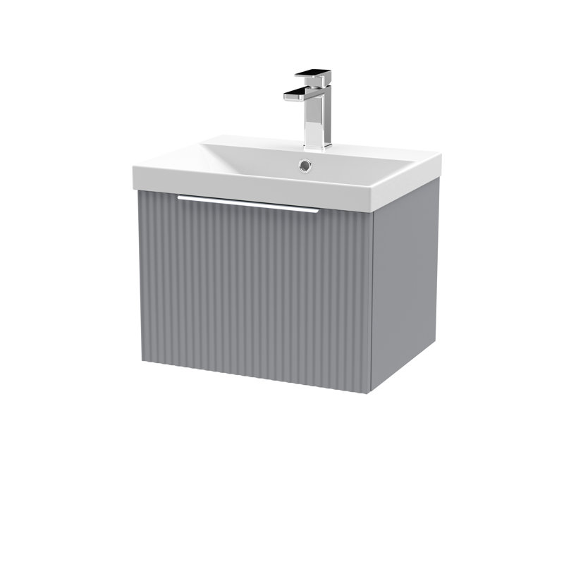 Fluted 510mm Single Bathroom Vanity with Drop In Vitreous China Basin, Grey