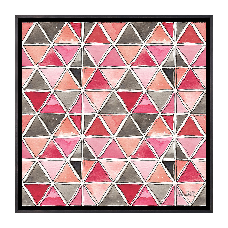 « chic accents pattern », art, H 37 po x l 37 po x P 1,5 po, Toile avec cadre noir patiné