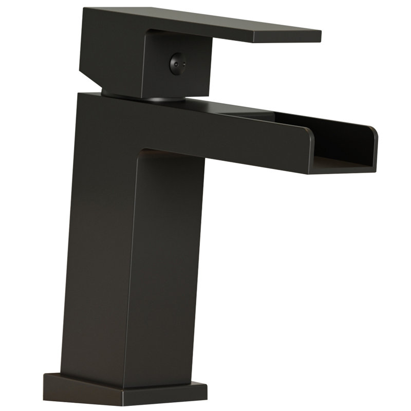 Robinet pour salle de bain à poignée simple avec drain, Noir mat